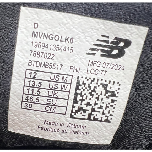 New Balance Fresh Foam Vongo v6 Black White Men's 12D MVNGOLK6 New - Picture 12 of 16